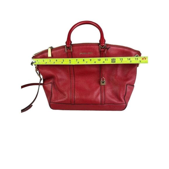 Michael Kors Beckett Large Leather Satchel Handbag Burnt Red Pebble Grain - Picture 6 of 12